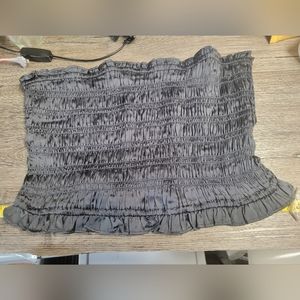 Intimately Free People NWOT Shiny gray/Black Smocked Tube Top‎ Size Medium
